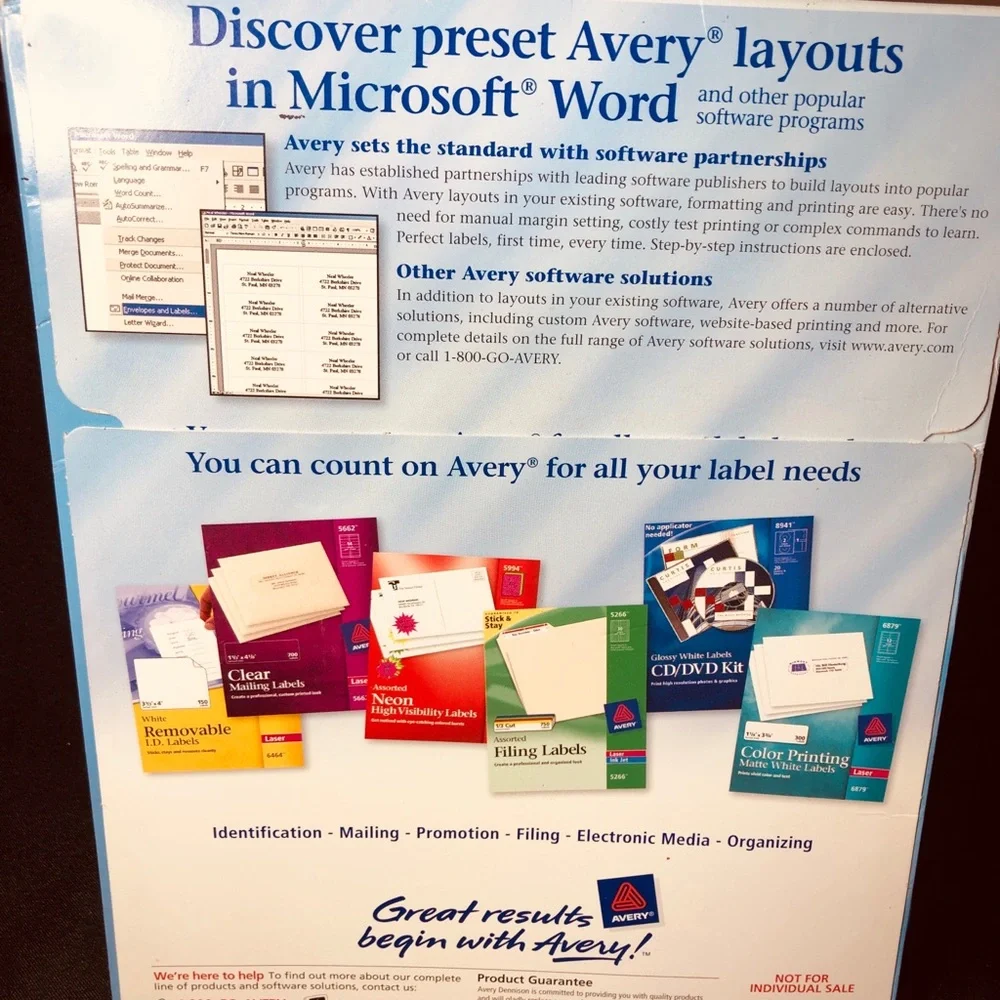 Avery Inkjet White Mailing Labels 8160